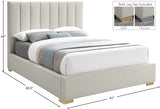 Pierce Mid Century Modern Bed with Deep Channel Tufted Headboard and Elegant Gold & Chrome Legs