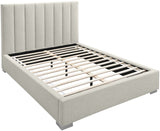 Pierce Mid Century Modern Bed with Deep Channel Tufted Headboard and Elegant Gold & Chrome Legs