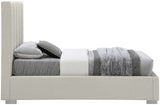 Pierce Mid Century Modern Bed with Deep Channel Tufted Headboard and Elegant Gold & Chrome Legs