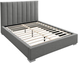 Pierce Mid Century Modern Bed with Deep Channel Tufted Headboard and Elegant Gold & Chrome Legs