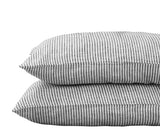 Black and White Striped Linen Pillowcases, Set of 2