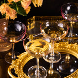 Colored Coupe Art Deco Glasses, Gold | Set of 4 | 8 oz (Pink)