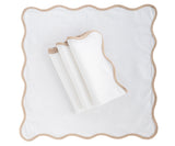 Beige Scallop Napkins - Embroidered Napkins