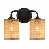 Quell 2-Light Rattan Wall Sconce with Black Metal Finish