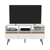 TUHOME Aranjuez 47" Wide Modern TV Stand with Three Drawers, Three Open Shelves, Open-Back Cable Management, Metal Legs, Contemporary Living Room Media Console for TVs up to 60", Storage for Devices, Décor and Entertainment Essentials