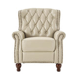 Gabrielle Genuine Leather Living Room Manual Recliner with Nailhead Trim