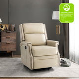 Canace Modern Genuine Leather Manual Glider Rocker Recliner