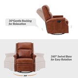 Canace Modern Genuine Leather Manual Glider Rocker Recliner