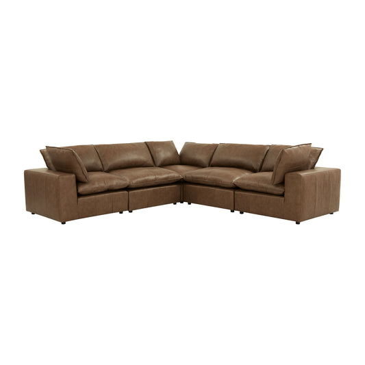 Cali 5-Piece Brown Leather Modular L-Sectional