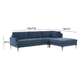 Serena 3-Piece Performance Velvet Chaise Sectional