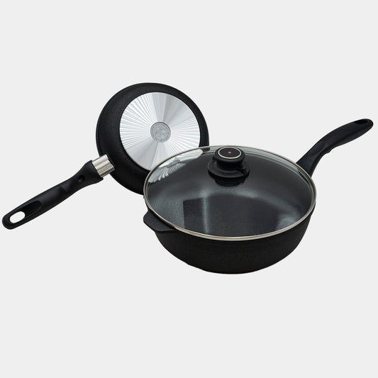 XD Nonstick 8" Fry Pan and 3.8 qt Saute Pan with Glass Lid Set | Made in Switzerland