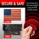 Tactical Rustic Hidden American Flag Gun Storage with Trap Door
