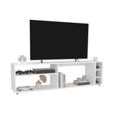 Suxta 63" Wide TV Stand with Three Open Shelves, Three Bottle Cubbies, Cable Management, Modern Bar TV Console for Living Room, Media Storage, Entertainment Center for TVs up to 65", Stylish Home Furniture