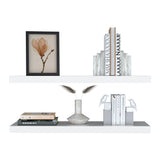 TUHOME Ecco 31.5-Inch Floating Shelves Set of Two with Hidden Brackets, Modern Wall-Mounted Shelves for Bedroom, Bathroom or Living Room Décor, Minimalist Display and Storage Solution for Books, Photos and Accessories
