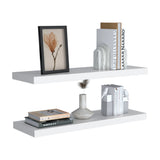 TUHOME Ecco 31.5-Inch Floating Shelves Set of Two with Hidden Brackets, Modern Wall-Mounted Shelves for Bedroom, Bathroom or Living Room Décor, Minimalist Display and Storage Solution for Books, Photos and Accessories