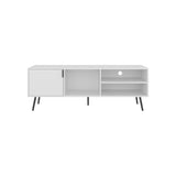 TUHOME Vulcan 63" Wide Modern TV Stand with One Cabinet, Three Open Shelves and Cable Management, Stylish Entertainment Console for 70" TV, Living Room Media Unit with Storage for Devices, Decor and Accessories