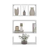 TUHOME Trego Wall Shelves Set of Three with Modern Floating Design, Functional Display and Storage for Books, Plants and Decor, Space-Saving Mounted Solution Ideal for Living Rooms, Studios, Offices or Bedroom Organization
