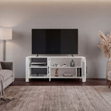 Freedom 65" TV Stand with 5 Open Shelves, 2 Doors, Modern Media Console for Living Room Entertainment Storage