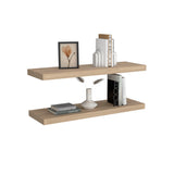 TUHOME Ecco 31.5-Inch Floating Shelves Set of Two with Hidden Brackets, Modern Wall-Mounted Shelves for Bedroom, Bathroom or Living Room Décor, Minimalist Display and Storage Solution for Books, Photos and Accessories