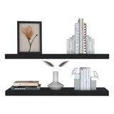 TUHOME Ecco 31.5-Inch Floating Shelves Set of Two with Hidden Brackets, Modern Wall-Mounted Shelves for Bedroom, Bathroom or Living Room Décor, Minimalist Display and Storage Solution for Books, Photos and Accessories
