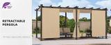 PURPLE LEAF Outdoor Pergola with Retractable Canopy Aluminum Shelter for Beach Porch Garden Shade Pavilion Pergola with Curtains
