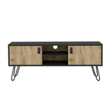 TUHOME Huna TV Stand with Hairpin Legs, Dual Enclosed Storage Doors, Central Open Shelves and Cable Management Offering Modern Entertainment Organization and Durable Engineered Wood Construction for Contemporary Living Rooms