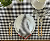 Black Striped Napkins with Red edges