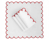 Red Fabric Napkins - Scalloped
