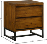 Reed Mid Century Night Stand with Antique Coffee Wood Finish and Matte Black Metal Base Design