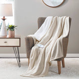 Heated 50x60" Fleece Sherpa Electric Throw Blanket, Ivory