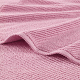 4pcs 100% Cotton Quick-Dry Ribbed Bath Towel Set, Pink