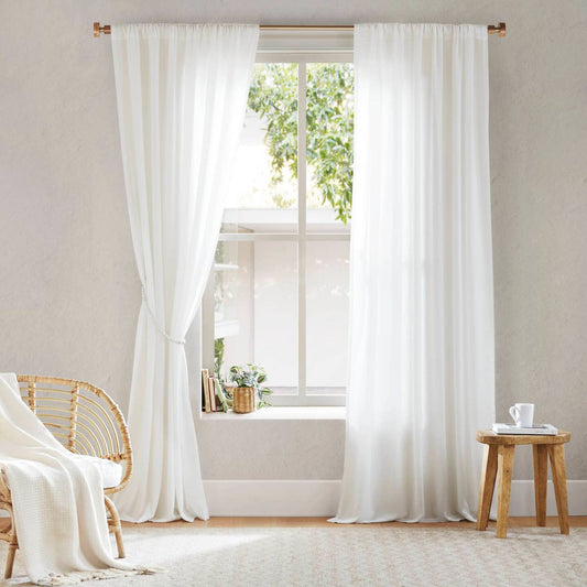 Semi-Transparent White Light Filtering Privacy Curtain Pair
