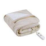 Heated 50x60" Fleece Sherpa Electric Throw Blanket, Ivory