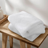 6pcs 100% Cotton Quick-Dry Ribbed Towel Set, White