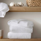 6pcs 100% Cotton Quick-Dry Ribbed Towel Set, White