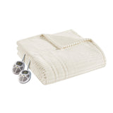 Soft Warm Corded Electric Plush Heated Blanket, Ivory