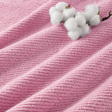 4pcs 100% Cotton Quick-Dry Ribbed Bath Towel Set, Pink
