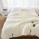 Heated Plush and Berber Electric Bedding Blanket, Ivory