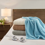 Soft Warm Corded Electric Plush Heated Blanket, Ivory