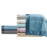 Oversized Down Alternative Blanket with Satin Trim, Taupe