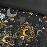 Celestial Gold Starry Sky Metallic Comforter Set, Charcoal