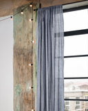 Rod pocket linen curtain panel (1 pcs) in Blue melange