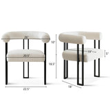 Rola Beige Upholstered Boucle Dining Chair with Arms (Set of 2)