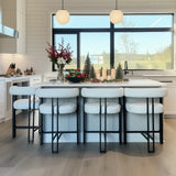Rola Beige Upholstered Counter Stool with Arms (Set of 2)