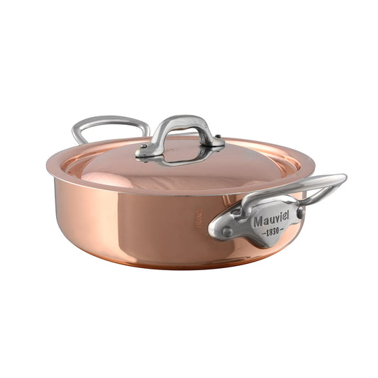 Mauviel M'Heritage M'150 S Copper Rondeau With Curved Lid & Cast Stainless Steel Handles