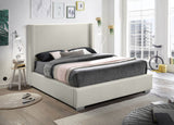 Royce Mid Century Modern Bed with Wingback Headboard and Stylish Gold & Chrome Legs for Elegance