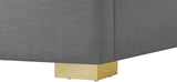 Royce Mid Century Modern Bed with Wingback Headboard and Stylish Gold & Chrome Legs for Elegance