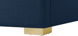 Royce Mid Century Modern Bed with Wingback Headboard and Stylish Gold & Chrome Legs for Elegance