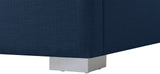 Royce Mid Century Modern Bed with Wingback Headboard and Stylish Gold & Chrome Legs for Elegance