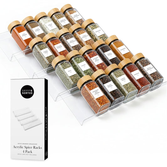 Acrylic Spice Rack Organizer 4 Pack Clear Set